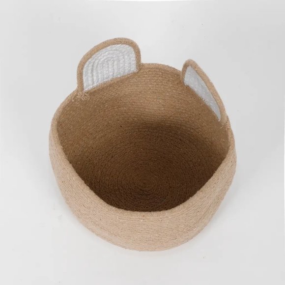 Animal Face look shape basket for kids storage, brown, white, black, 9x9, cotto - Picture 4 of 5